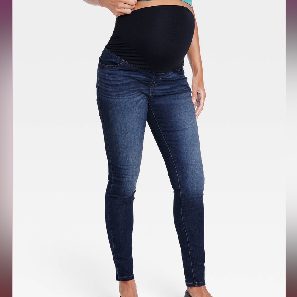 Isabel Maternity by Ingrid & Isabel Dark Blue Jeggings Over the Belly